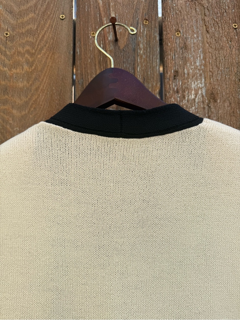 St. John Cream Beige Black Trim Open Front Short Sleeve Cardigan Jacket Medium - Picture 11 of 15